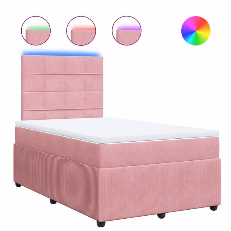 Giroletto a Molle con Materasso Rosa 120x190 cm in Velluto