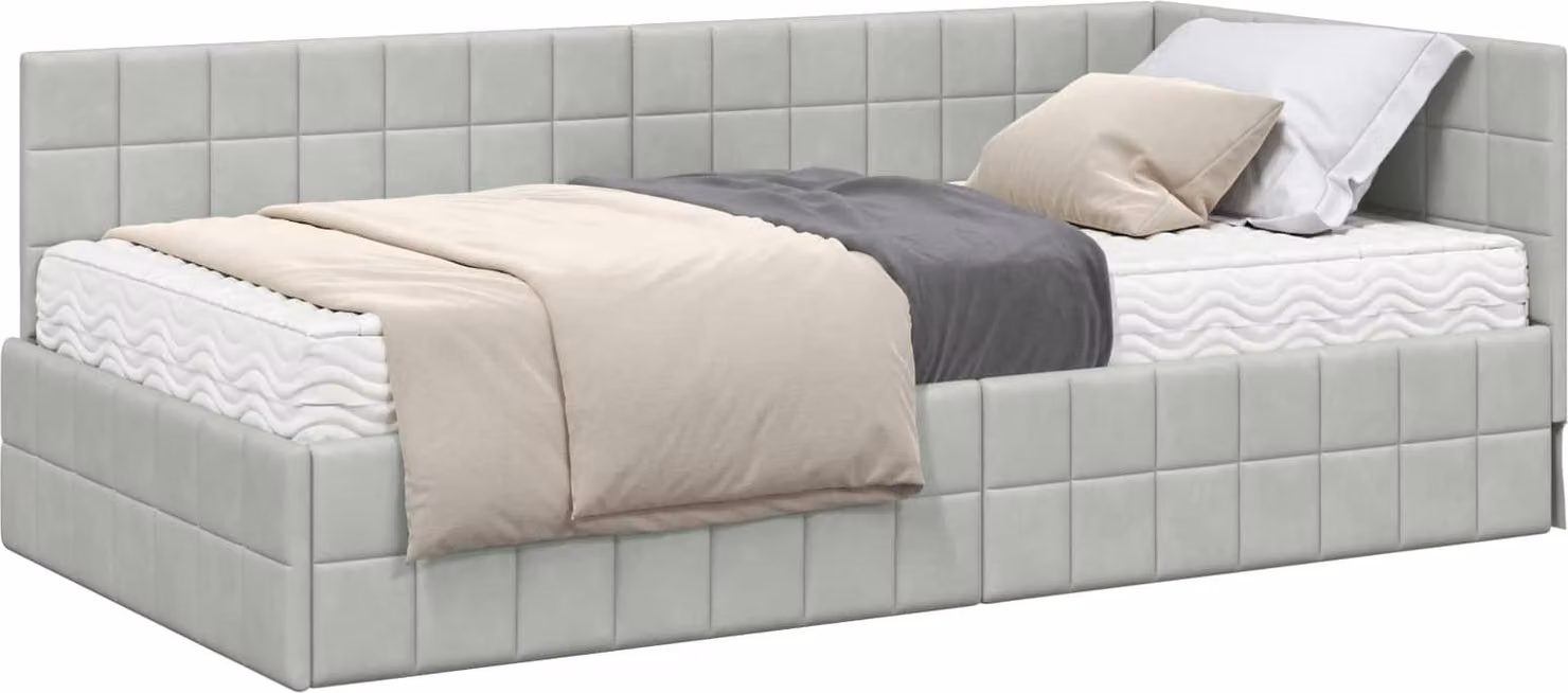 Struttura Letto Angolare con Materasso 2 pcs Grigio chiaro