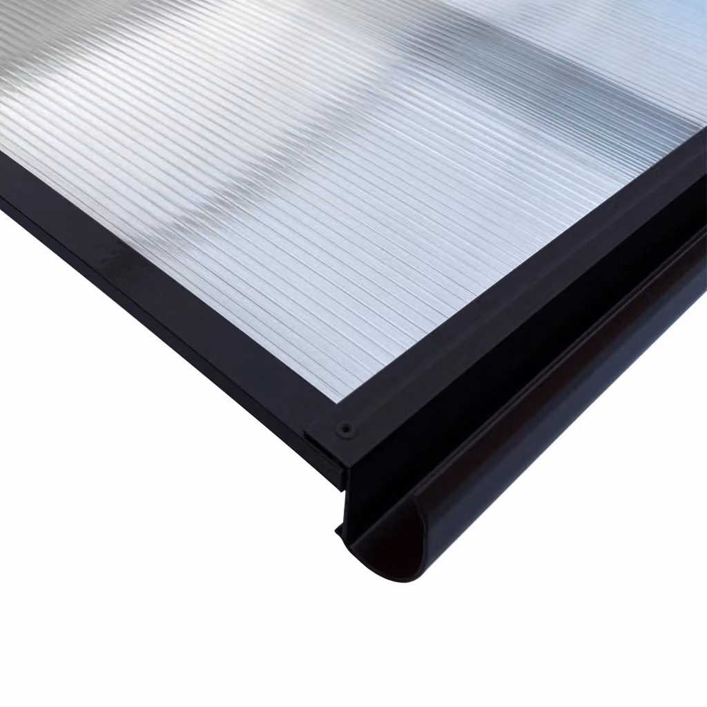 Tettoia a mansarda Starkedach Straight T-160 con telaio in alluminio antracite e rivestimento in policarbonato trasparente – 2