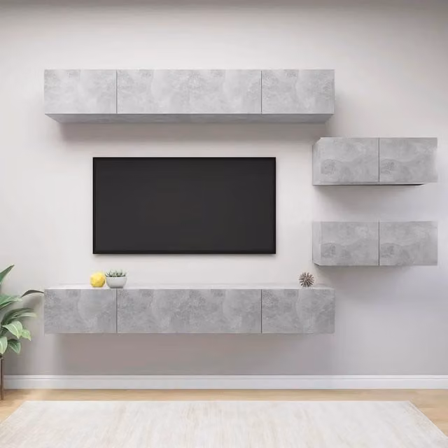 Set di Mobili Porta TV 6 pz Grigio Cemento in Legno Multistrato 3079148