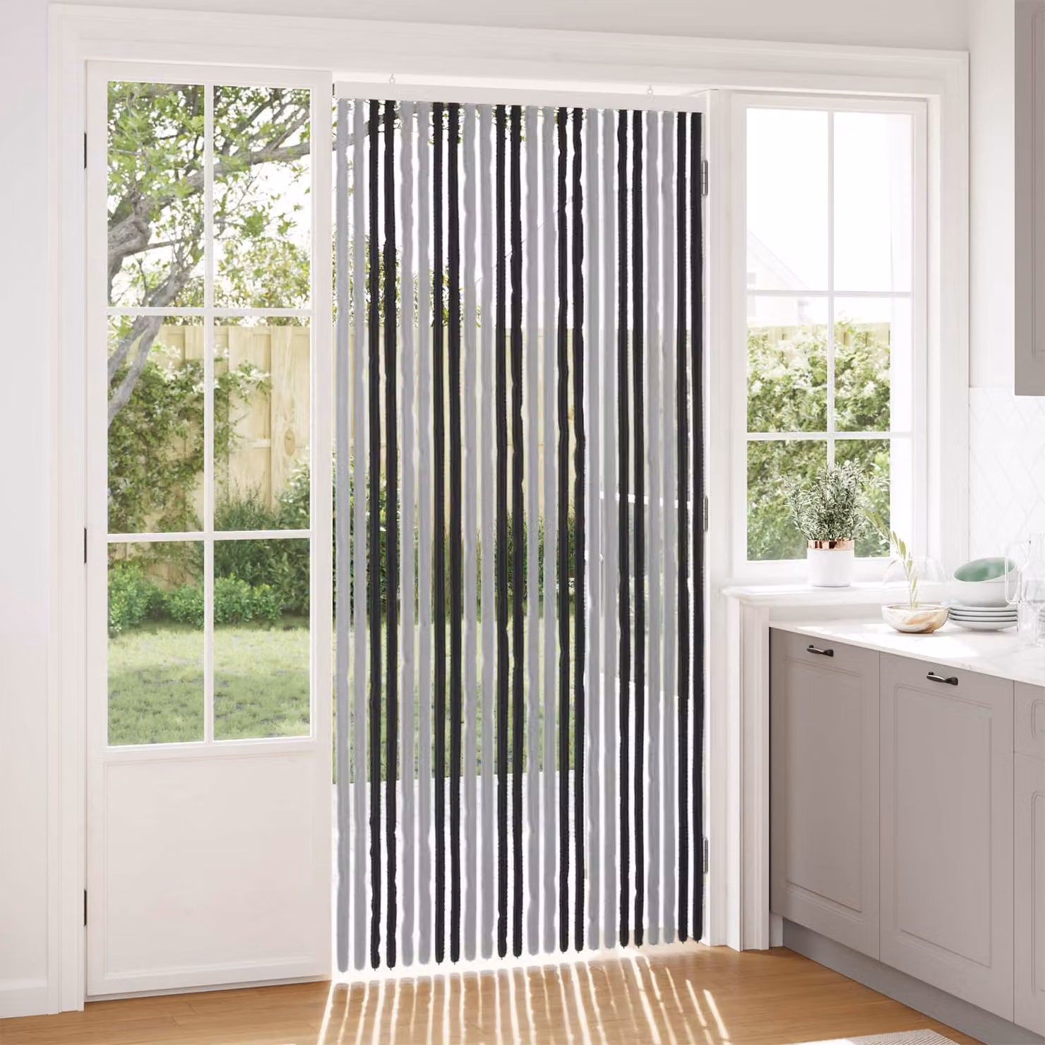 vidaXL Tenda per insetti in chenille Grigio e Nero L: 100 cm x H: 220 cm