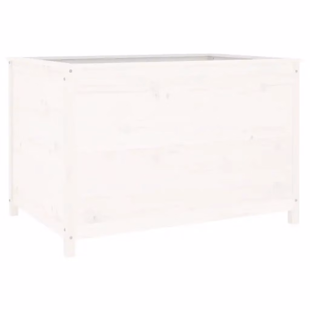 Fioriera Rialzata da Giardino vidaXL in Legno di Pino Massello Bianco L: 119,5 cm, P: 82,5 cm, H: 78 cm – 2