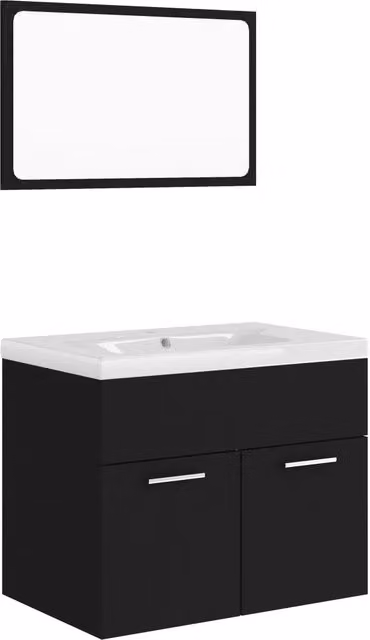 Set Mobili da Bagno | Armadio da bagno Nero in Truciolato