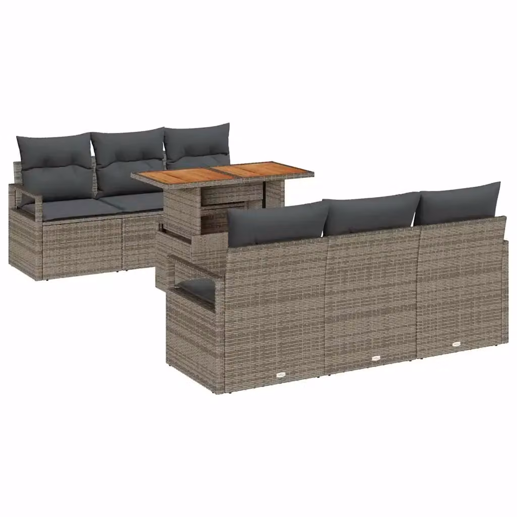 Set Divano da Giardino vidaXL 7 Pezzi con Cuscini Grigio – 2