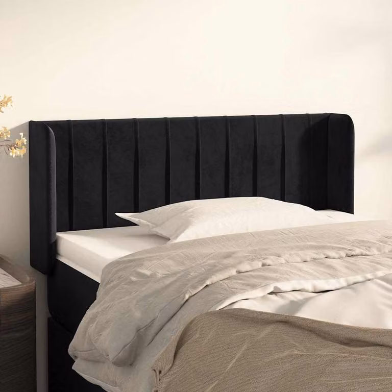 Testiera ad orecchio vidaXL in velluto nero L: 93 cm, P: 16 cm, H: 78-88 cm