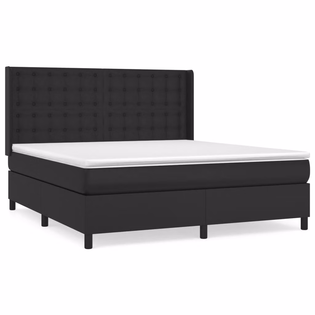 Giroletto a Molle con Materasso Nero 180x200 cm in Pelle finta