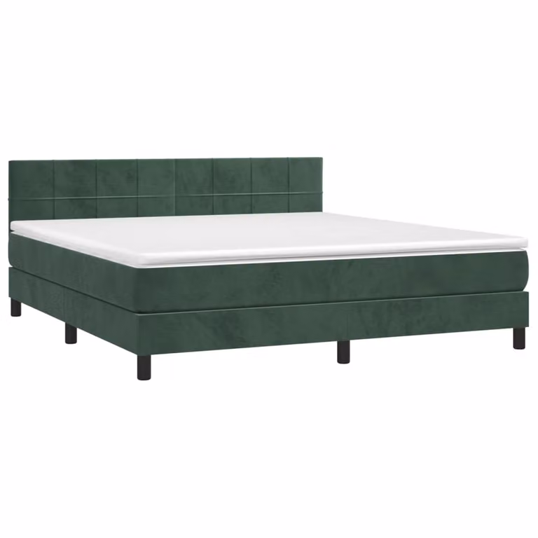 Giroletto a Molle con Materasso Verde Scuro 160x200 cm Velluto