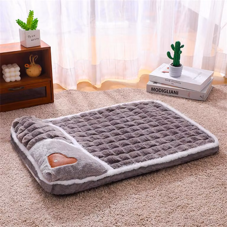 Cuccia per cani, in peluche, lavabile, grigia, taglia L