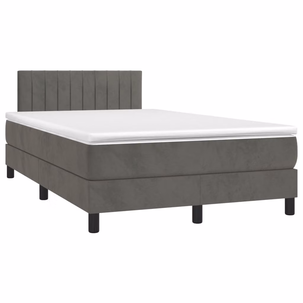 Maison Exclusive - Letto a Molle con Materasso e LED Grigio Scuro 120x190cm in Velluto