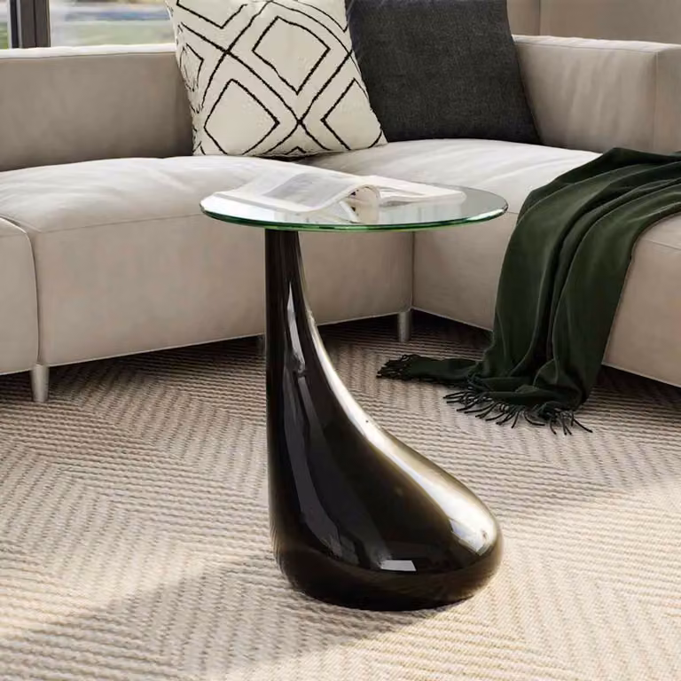 vidaXL Tavolino da Salotto Moderno con Ripiano Rotondo in Vetro Nero Lucido