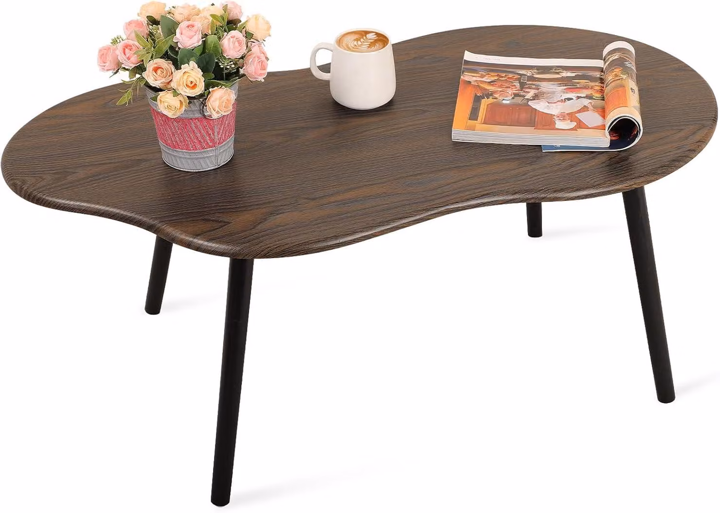 Tavolino da salotto a forma di nuvola, in legno, di forma irregolare, color marrone rustico, ideale per il soggiorno