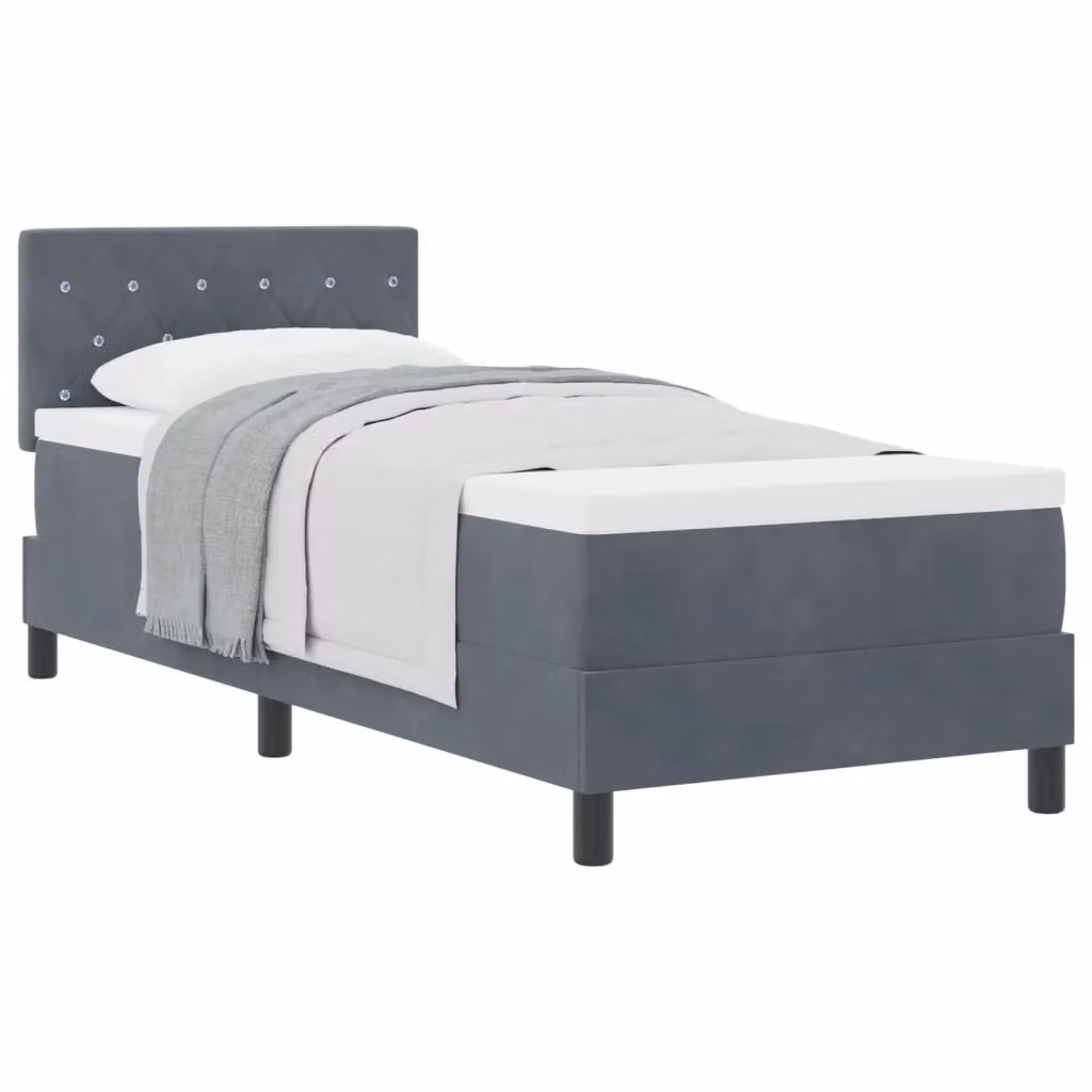Letto moderno con materasso in schiuma vidaXL in velluto grigio, L/P/H: 200 x 80 x 83 cm – 2