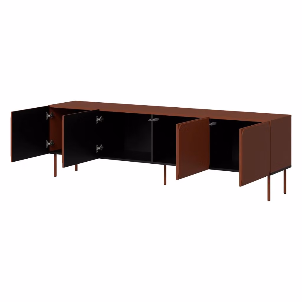 Mobile porta TV Mornago DMORA con un ripiano, marrone terracotta, L 200 cm x P 42 cm x H 60 cm – 2