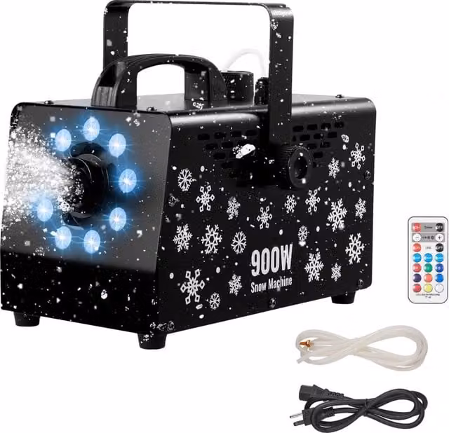 Macchina per la neve 900W LM-O-900 con telecomando wireless serbatoio 1L e luce ambientale portatile per feste