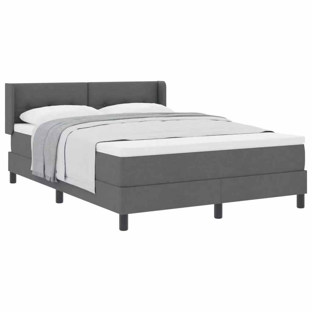 Letto a molle con testiera vidaXL in tessuto grigio, L/P/H: 160 x 200 x 28 cm – 2