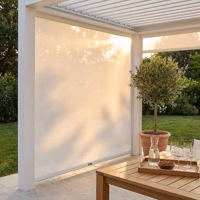 Laterale per pergola bioclimatica ALICE in textilene beige con struttura in alluminio L: 281 cm, H: 221 cm