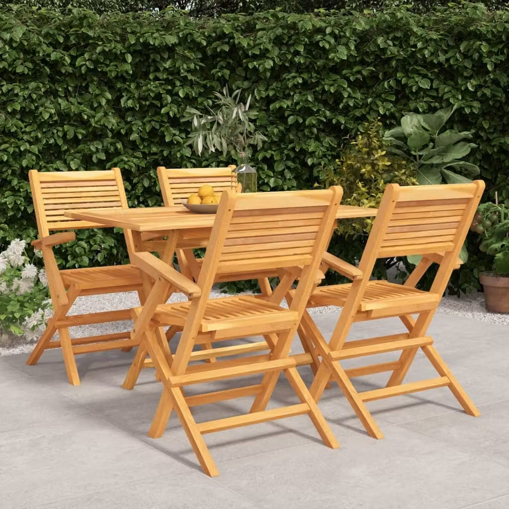 The Living Store 5 pezzi. Set da pranzo da giardino in legno massiccio teak