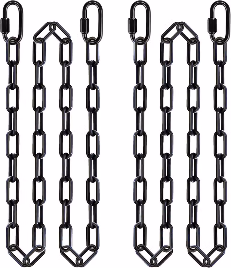 Catena per amaca, 216 cm, 2 pezzi, acciaio inossidabile, regolabile, colore nero, portata massima 454 kg, per amache