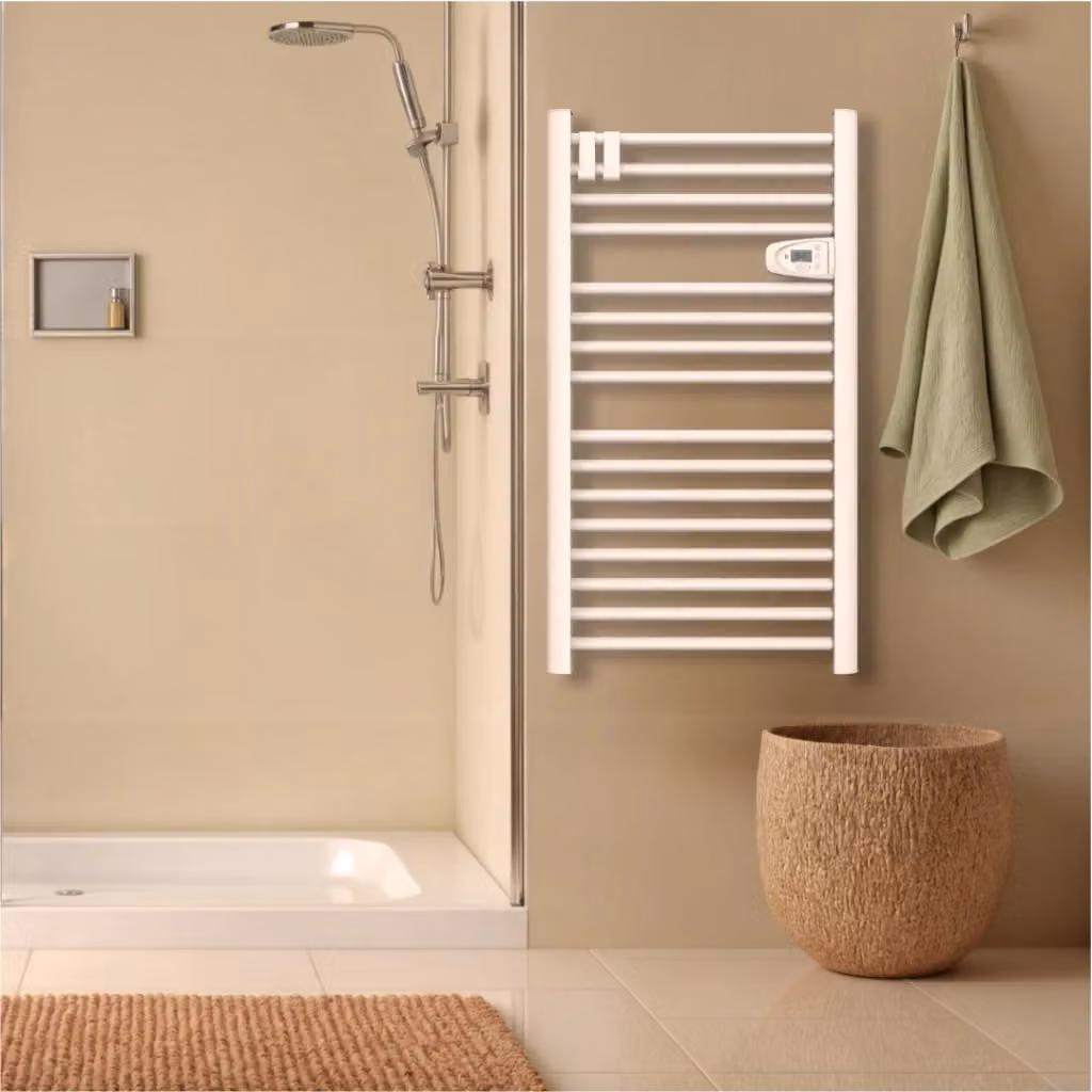 Scaldasalviette elettrico Bestherm HESTIA senza fluido 500W in metallo, disponibile in bianco o nero, H 98 cm x L 54 cm x P 15 cm – 2