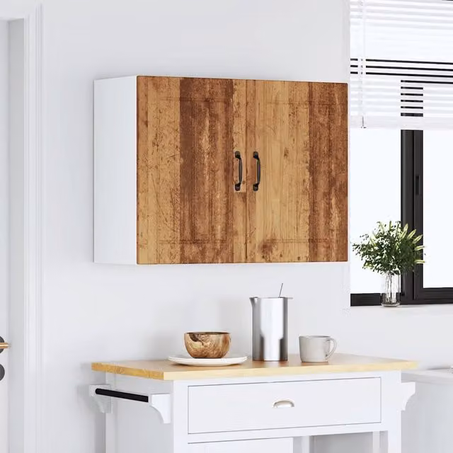 Pensile da cucina Lucca Design Mania in legno antico marrone con ante in vetro, L: 80 cm, H: 60 cm, P: 31 cm