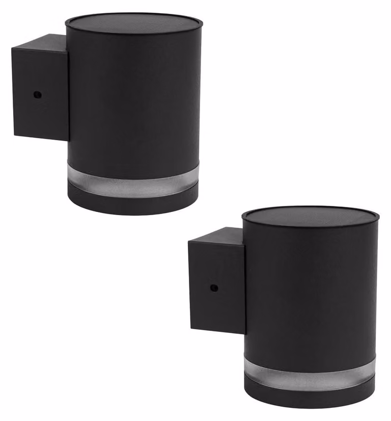 Set di 2 lampioni solari, luce bianco caldo, 11,5 cm, modello HELIO