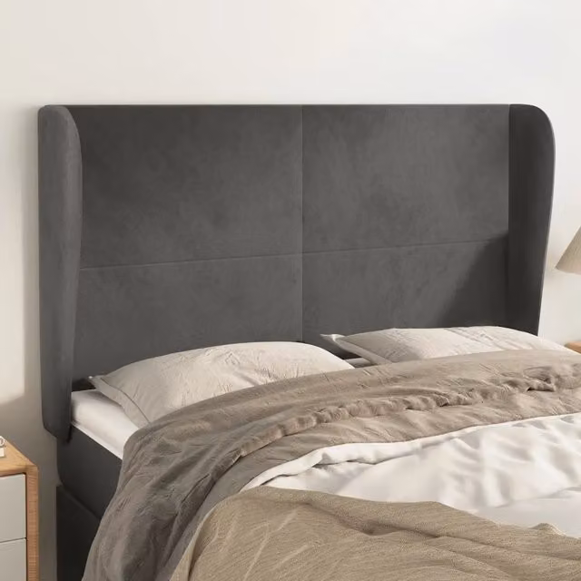 Testiera con Orecchie Design Mania in Velluto Grigio L: 147 cm, P: 23 cm, H: 118/128 cm – 1