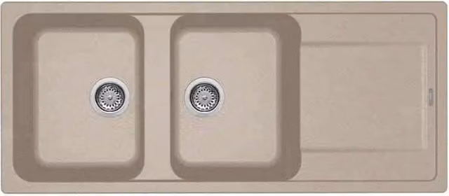 Lavello da incasso Elleci Life 500 a 2 vasche in Granitek colore beige L: 116 cm, P: 50 cm