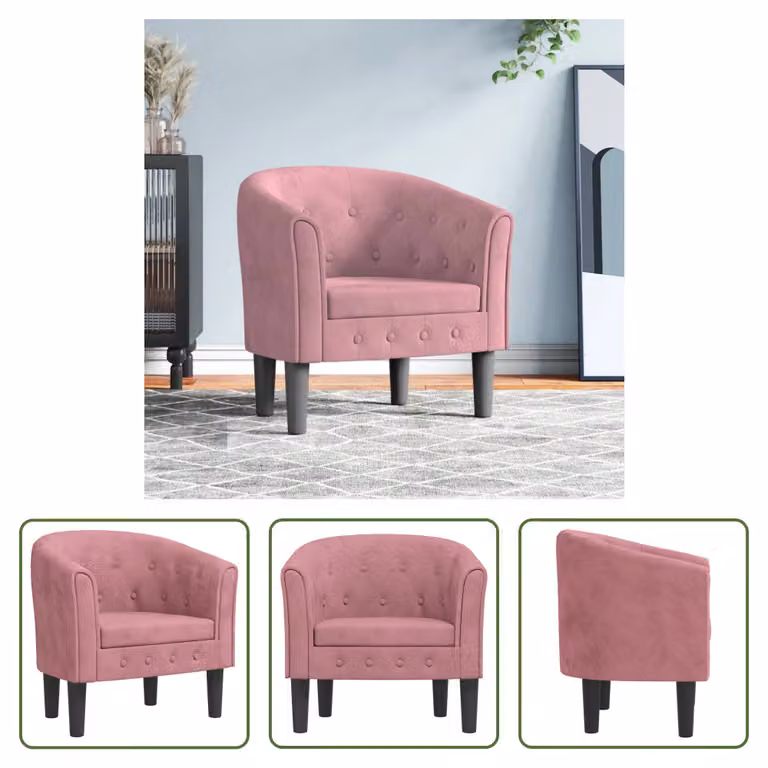 The Living Store Sedia da club in velluto rosa
