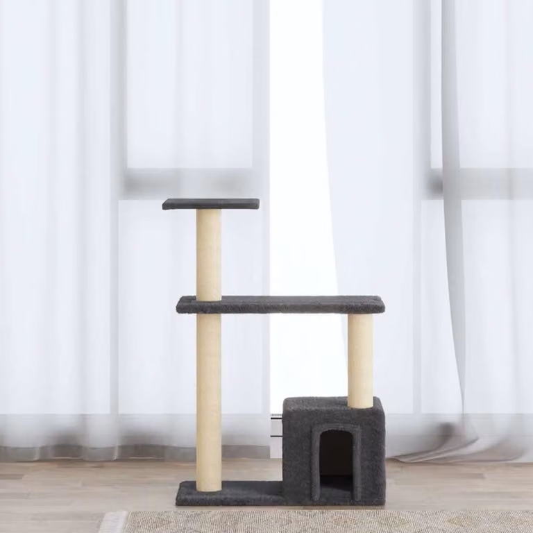 vidaXL Albero per Gatti con Tiragraffi in Sisal Grigio Altezza: 70 cm