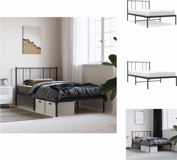 vidaXL Struttura letto con testiera in metallo nero 100x200 cm - Letti e strutture letto