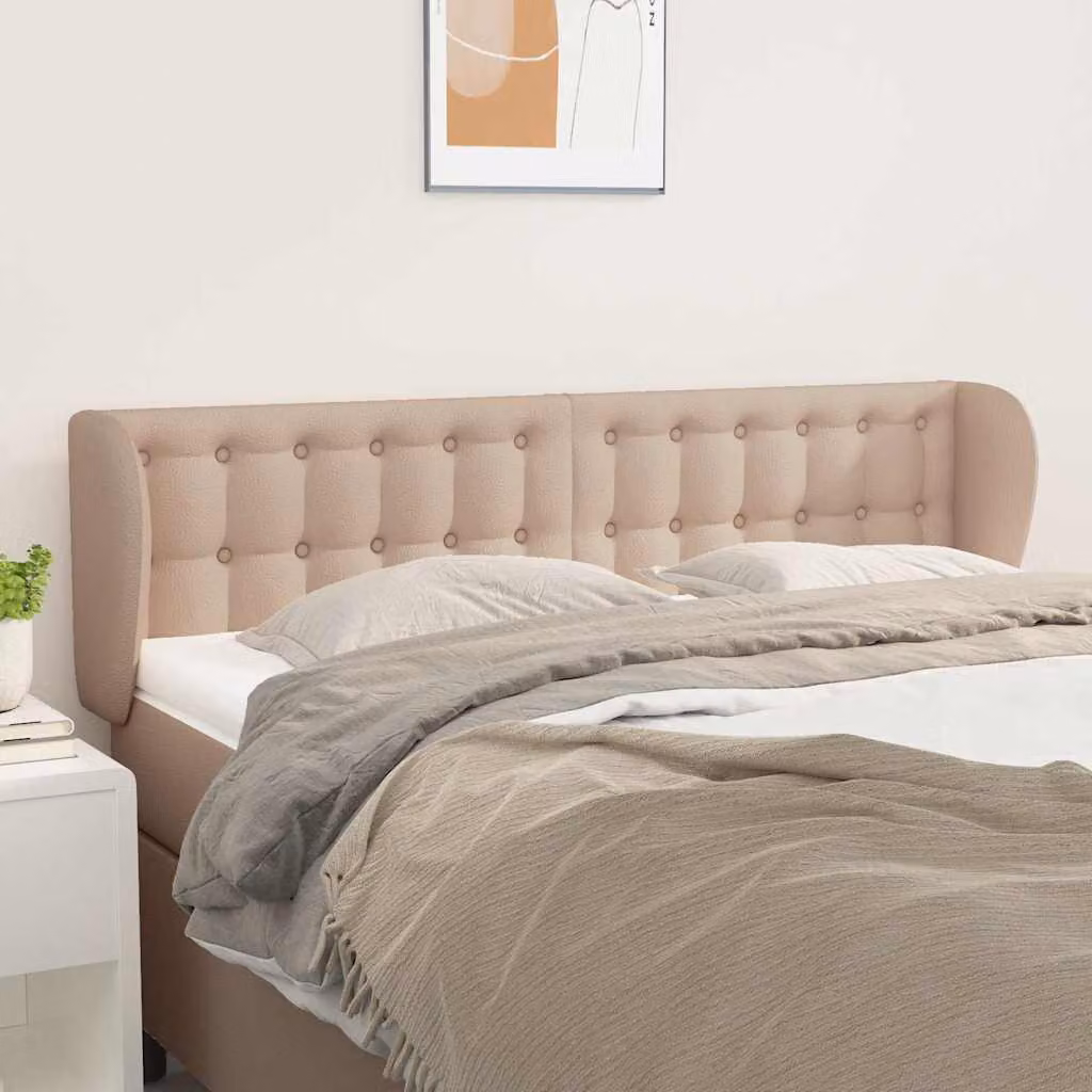 Testiera ad orecchio vidaXL in similpelle color cappuccino, L: 147 cm, P: 23 cm, H: 78/88 cm