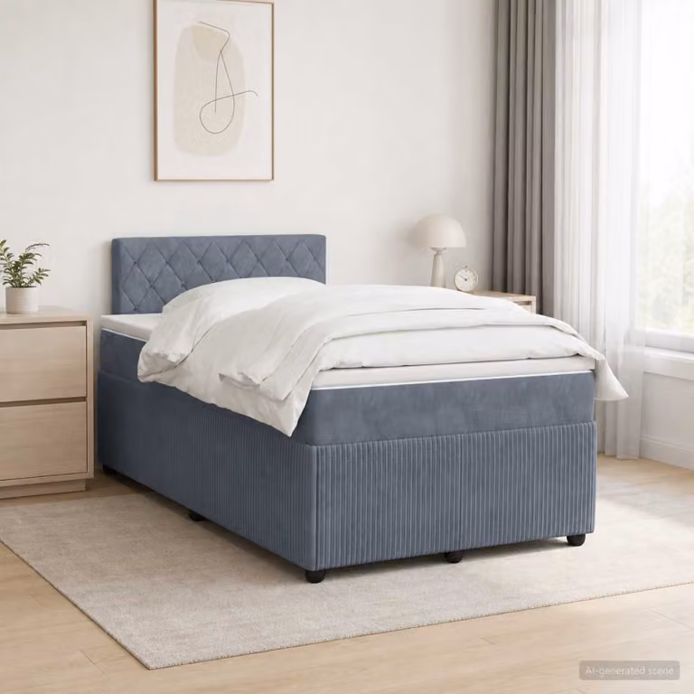 Letto box spring con materasso a molle insacchettate vidaXL, Grigio Scuro, L/P: 120 x 200 cm