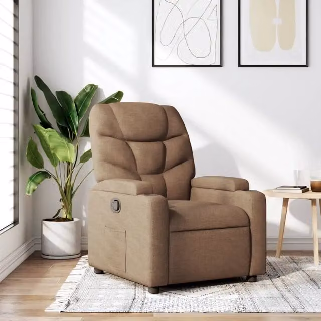 Divano Sedia-Poltrona Reclinabile in Tessuto Marrone 494408
