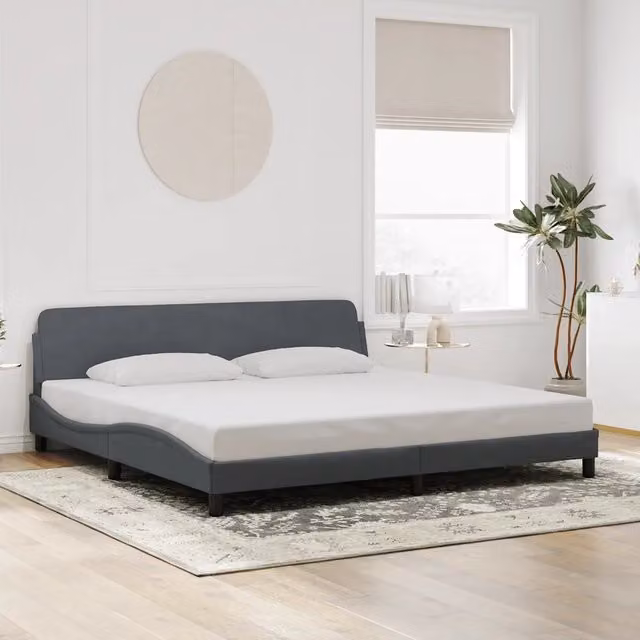 Letto matrimoniale vidaXL in velluto grigio con struttura in legno e metallo L/P/H: 200 x 205 x 218 cm