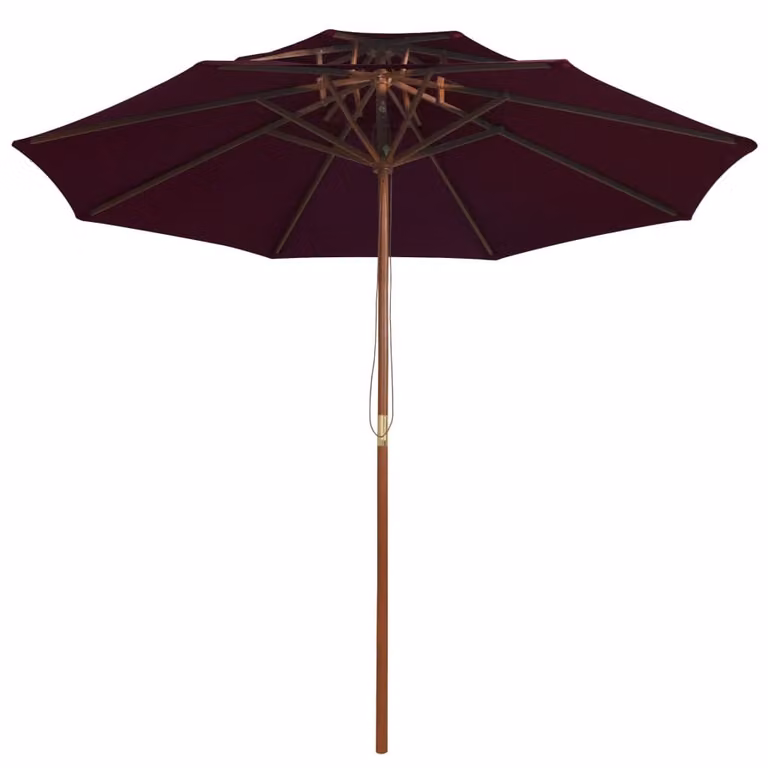 vidaXL Ombrellone con doppio tettuccio e palo in legno rosso Bordeaux 270 cm