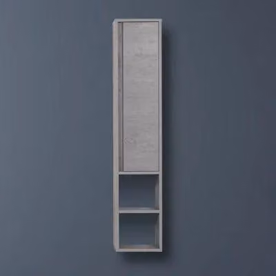 Pensile da bagno e cucina moderno in MDF grigio opaco con ante soft-close e ripiano aperto