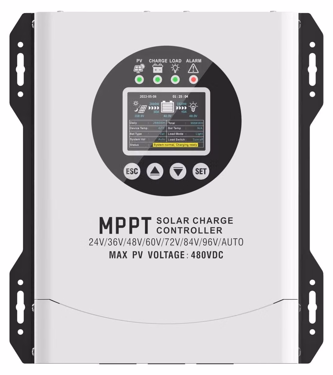 Regolatore di carica solare, ingresso FV max. 480 V, efficienza MPPT 99%, con Wi-Fi, 120 A, FV 18-230 V