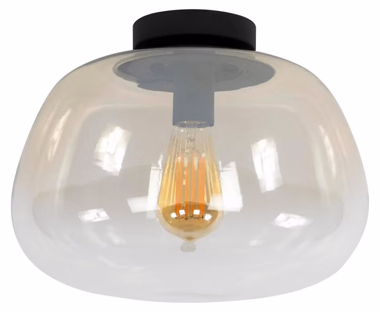 Lampada da soffitto FURNLUX Puls nero e vetro bianco 36 cm / Colore principale: nero / Dimensioni: 36 x 22 x 36 cm
