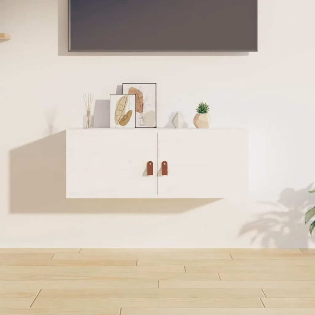 Pensile vidaXL in legno massello di pino bianco stile rustico L 80 cm x P 30 cm x H 30 cm
