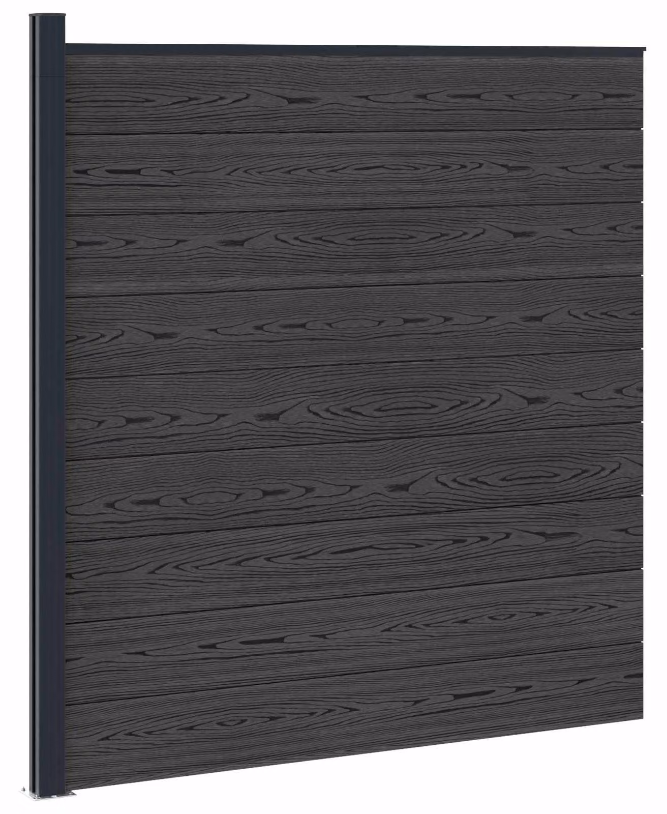 Pannello di Recinzione WPC e Alluminio Nero