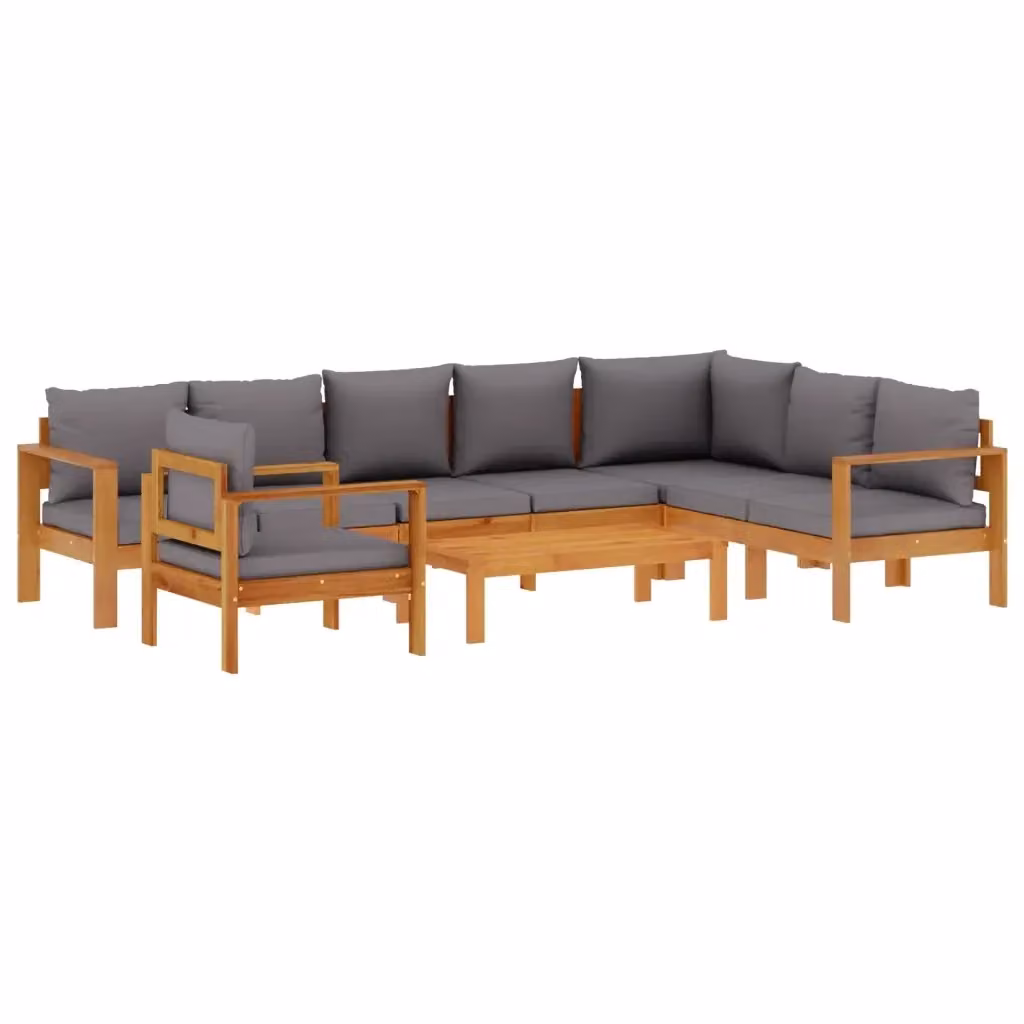 vidaXL Set Divano da Giardino 6 pz in Legno di Acacia con Cuscini Grigi – 2