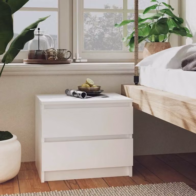 Comodino moderno vidaXL in legno bianco L: 50 cm, P: 39 cm, H: 43,5 cm