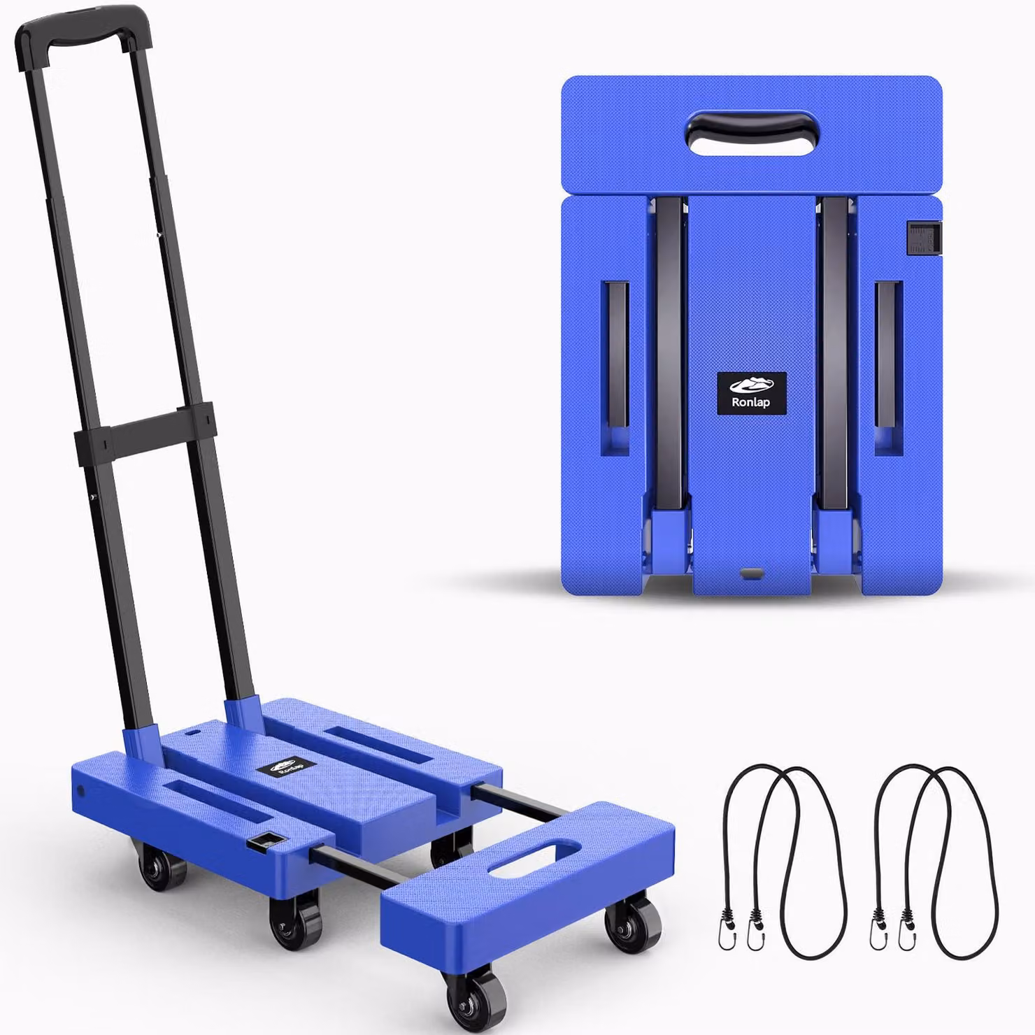 Carrello pieghevole a 6 ruote, con una capacità di carico di 225 kg, robusto carrello portabagagli, colore blu