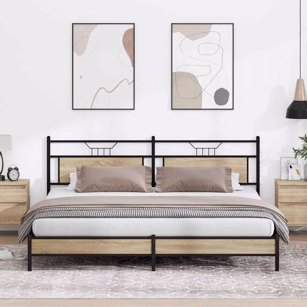 vidaXL Giroletto in Metallo e MDF Rovere Sonoma L: 199 cm, P: 91,5 cm, H: 207 cm