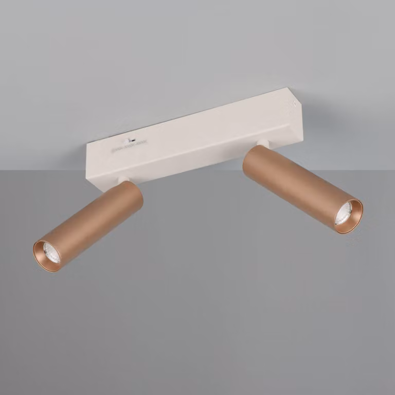 Trio Lighting Faretto da soffitto a LED Ambala, lunghezza 26 cm, grigio/marrone, 2 luci. dimmerabile, Alluminio / Grigio / Zincato, Soggiorno / Sala da pranzo, Metallo, Moderno