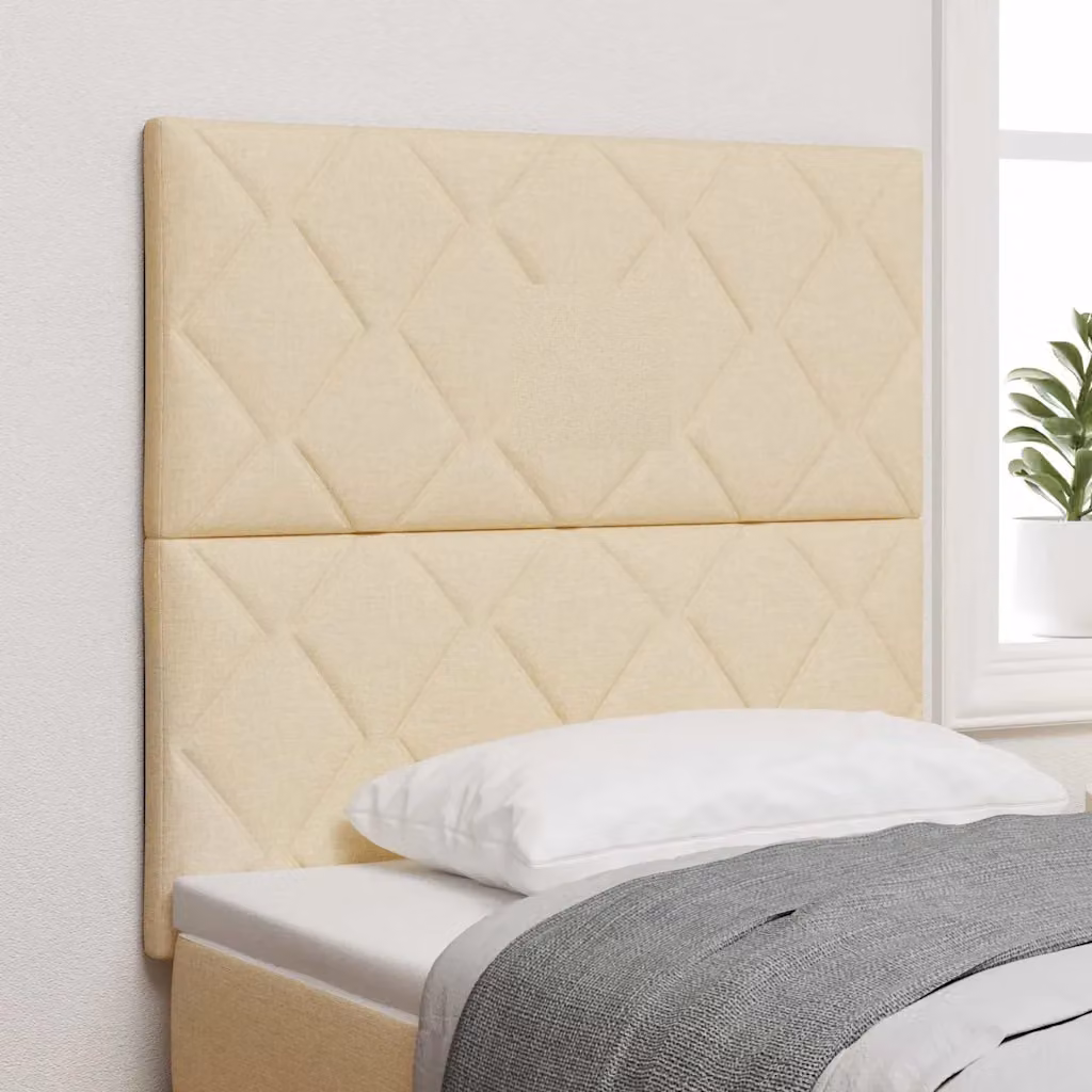 Testiera Letto con LED e Porta USB vidaXL in Tessuto Beige con Design Moderno e Geometrico