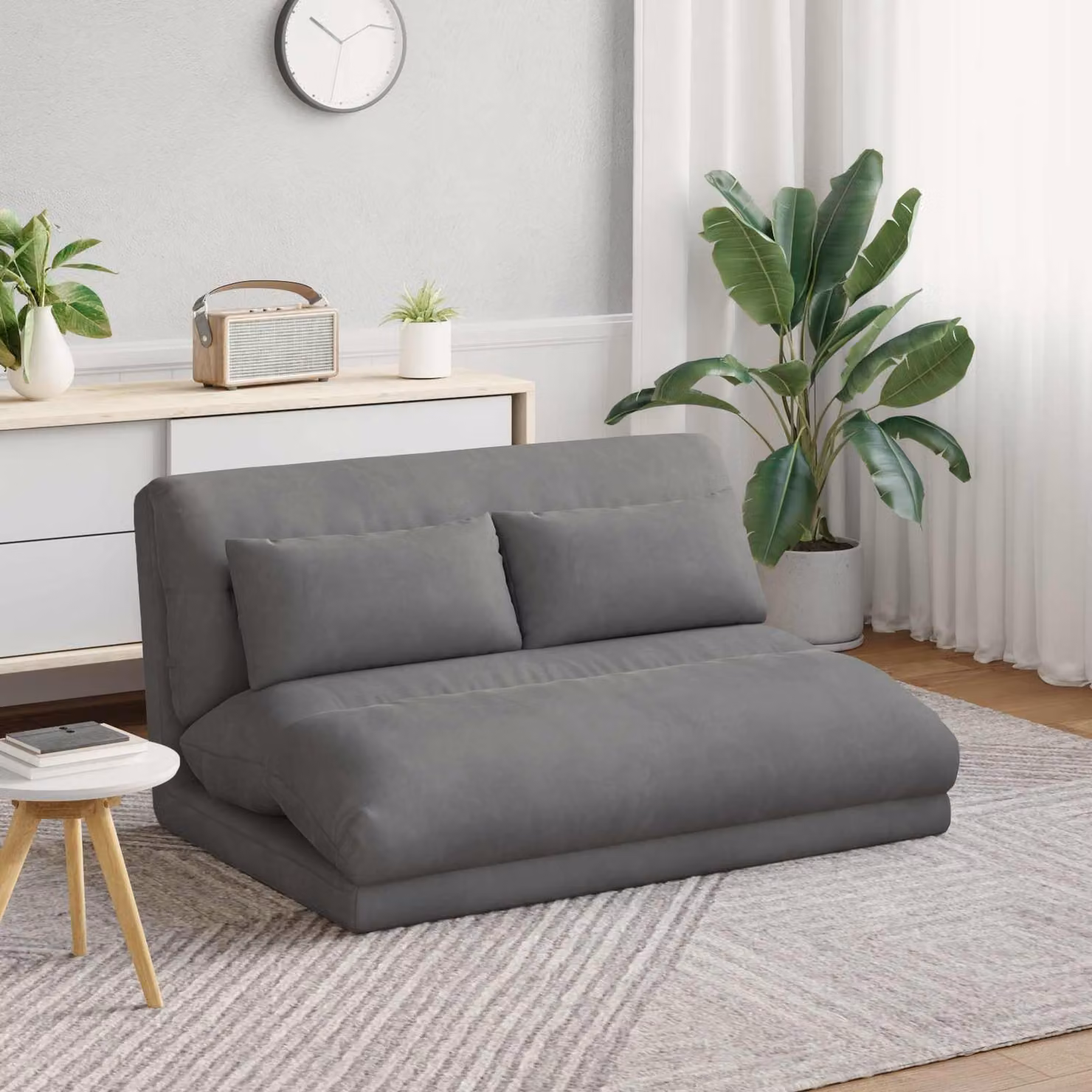 Sedia da pavimento regolabile vidaXL in velluto Grigio Scuro