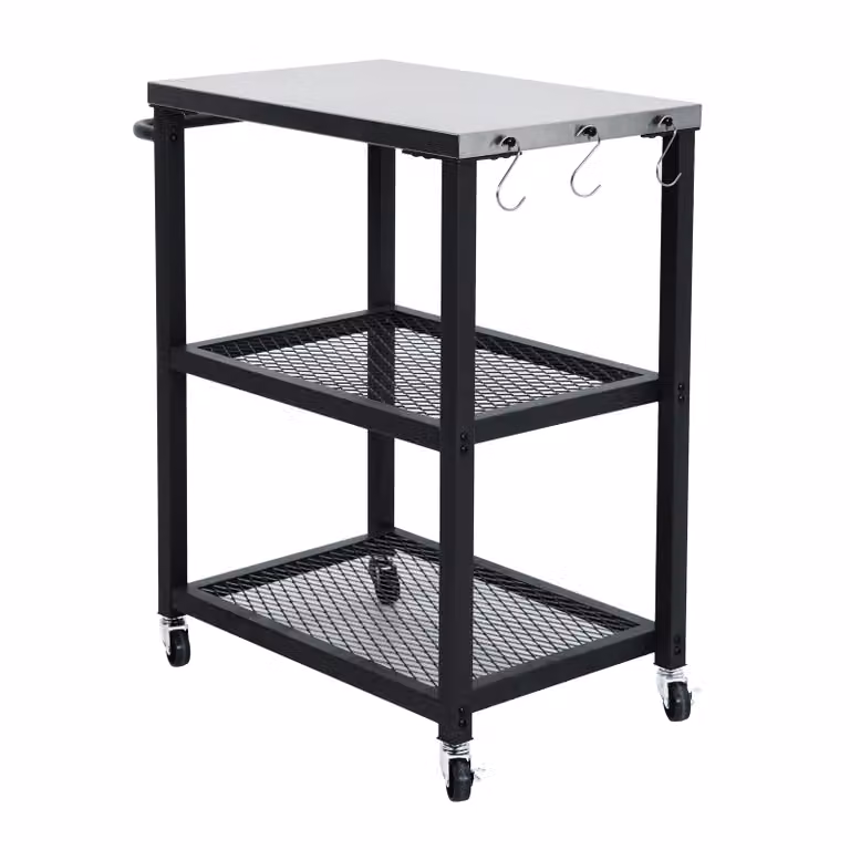 TAINO NETIS Carrello per barbecue Supporto per barbecue con rotelle Nero