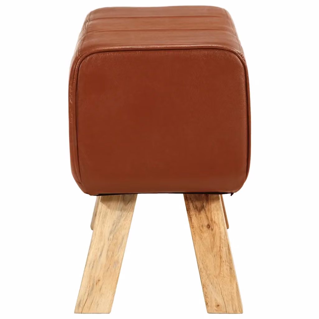 Panca VIDAXL in legno di mango e vera pelle di capra marrone, Larghezza: 110 cm – 2