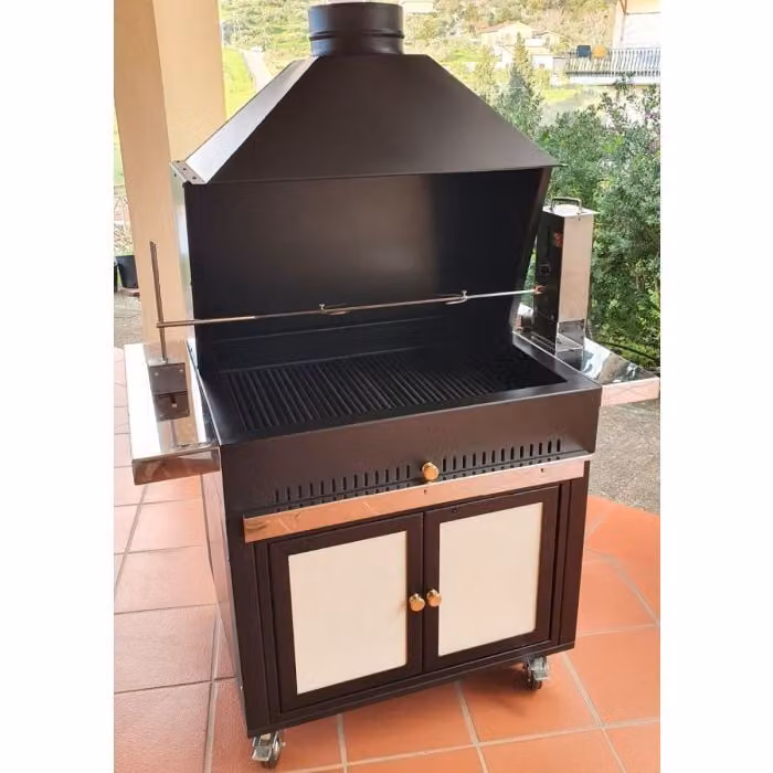 Barbecue a carbonella con girarrosto elettrico 97x70